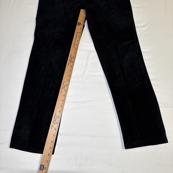 Revue Womens Sz 14 Black Suede 100% Leather Front Pants Stretch Straight Leg NWT - Picture 9 of 14